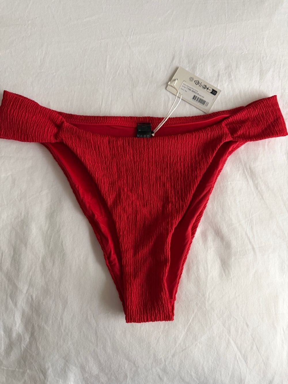 NA-KD Red Textured Bikini Bottom
